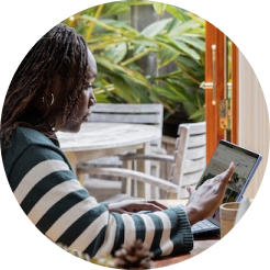 A woman using a laptop